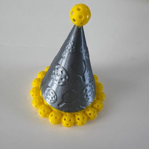 Pickleball Cake Topper and Party Pack – Silver Pickleball Birthday Hat Decoration with Stand Plus 6 Mini Yellow Balls, 6 Green Balls, and 6 Mini Paddle Party Favors in Saudi Arabia