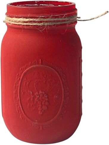 Red Mason Jar for Centerpieces – 16 oz Painted Jar for Christmas Decor, Valentine’s Day, Patriotic Celebrations, Holiday Vase, Red Table Centerpiece Decor - Christmas Vase (Red Jar - No Flowers) in Kuwait