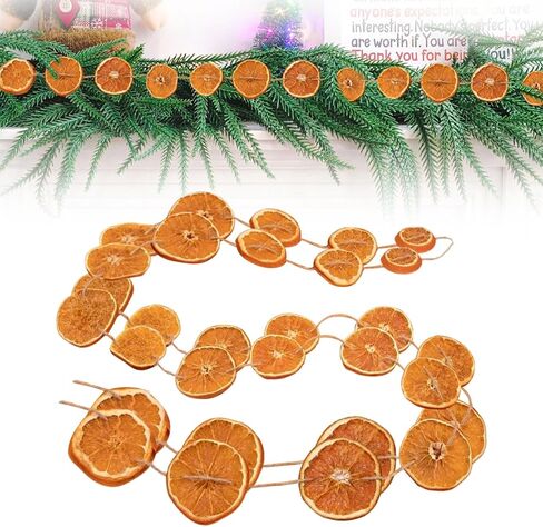 10ft Dried Orange Garland – Natural Dried Orange Slices Christmas Decor for Indoor, Front Door, Fireplace & Christmas Tree – Realistic Farmhouse Holiday Garland Decoration in Kuwait