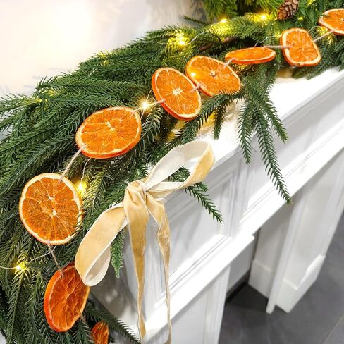 10ft Dried Orange Garland – Natural Dried Orange Slices Christmas Decor for Indoor, Front Door, Fireplace & Christmas Tree – Realistic Farmhouse Holiday Garland Decoration in Kuwait
