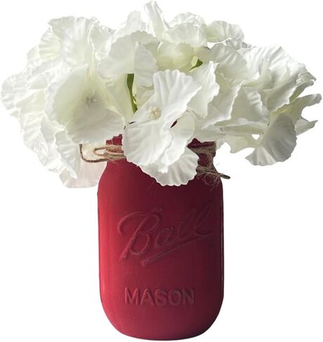 Red Mason Jar for Centerpieces – 16 oz Painted Jar for Christmas Decor, Valentine’s Day, Patriotic Celebrations, Holiday Vase, Red Table Centerpiece Decor - Christmas Vase (Red Jar - No Flowers) in Kuwait