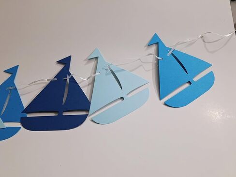 Blue sailboats. nautical party garland. nursery decor and Happy Birthday decor No DIY required in Kuwait