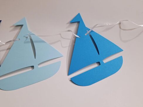 Blue sailboats. nautical party garland. nursery decor and Happy Birthday decor No DIY required in Kuwait