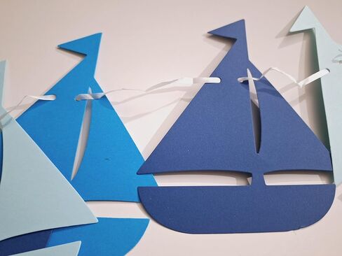 Blue sailboats. nautical party garland. nursery decor and Happy Birthday decor No DIY required in Kuwait