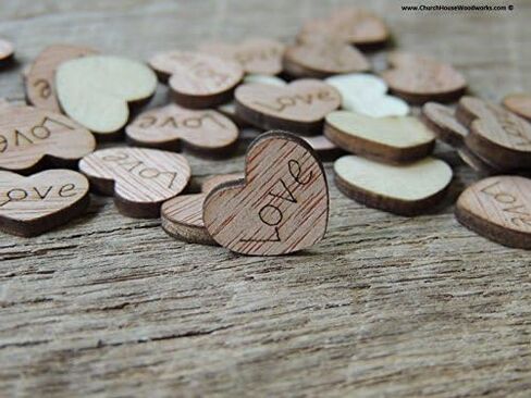 100 TINY Love Wooden Hearts - Wood Table Confetti, Embellishments, Scatters, Invitations, Table Decor, Rustic Weddings and Events (1/2 inch size) in Saudi Arabia