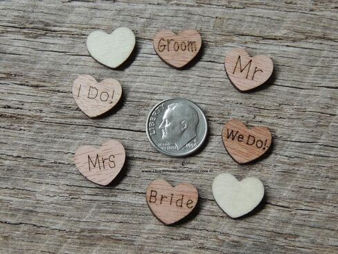 100 TINY Love Wooden Hearts - Wood Table Confetti, Embellishments, Scatters, Invitations, Table Decor, Rustic Weddings and Events (1/2 inch size) in Saudi Arabia