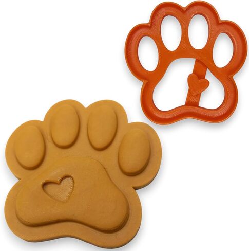 PAW طباعة مع قلب ملف تعريف الارتباط مناسبة لعجينة الكعك فندان حرفية الطين البسكويت العجين Sugarcraft حجم: 3.1 بوصة (8 سم) (مخلب مع القلب) in Saudi Arabia