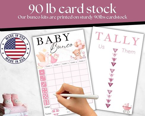 سمة استحمام الطفل بونكو نقاط نقاط وورائح الحصيلة - Baby Girl Bunco - Score Score Score - Game Night Accesories - بطاقات ScoreC. in Saudi Arabia