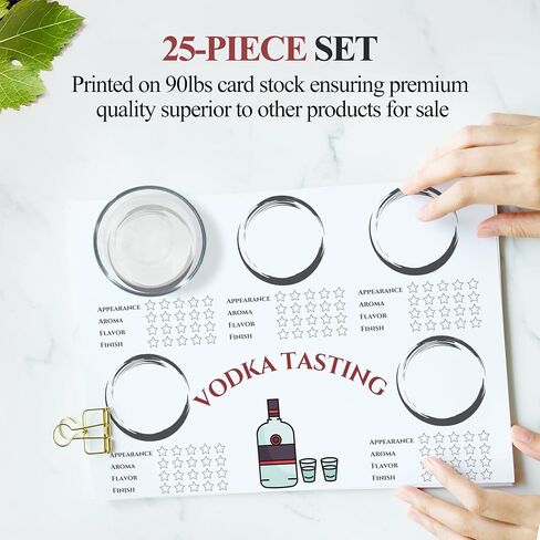 Vodka Tasting Scorecards - Blind Tasting Party Supplies with 20x Vodka Tasting Cards and 5x Tasting Guide -Vodka Tasting Kit for Small Gatherings, Birthday Parties, and more in Saudi Arabia