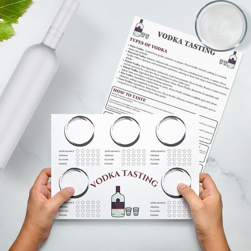 Vodka Tasting Scorecards - Blind Tasting Party Supplies with 20x Vodka Tasting Cards and 5x Tasting Guide -Vodka Tasting Kit for Small Gatherings, Birthday Parties, and more in Saudi Arabia