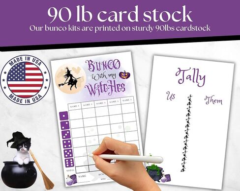 حزمة Halloween Bunco - أوراق نقاط الساحرة وأوراق العصيدة - مستلزمات حفلات الأطراف - نوفمبر - بطاقات الدرجات - مجموعة ألعاب - ديكورات - لنا وهم in Saudi Arabia