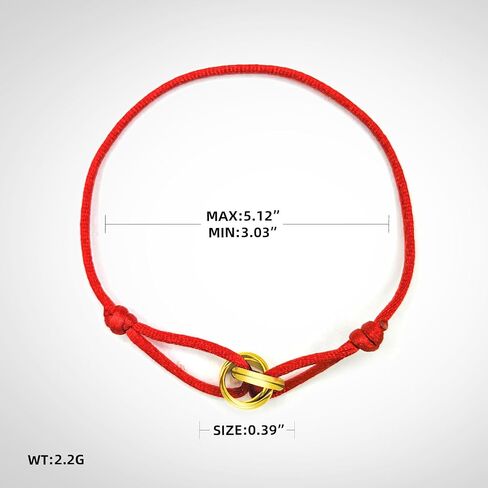Red String Bracelet with Gold-Toned Interlocking Rings - Symbol of Love & Protection Adjustable Knot Design Lucky Charm Gift, Gift Set with Box & Ribbon in Kuwait