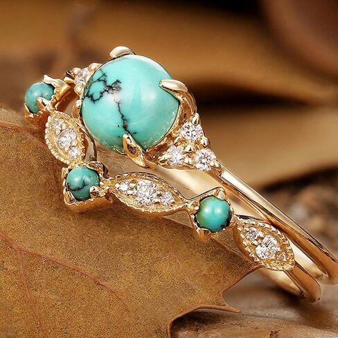 Turquoise Rings for Women Cowgirl Western Outfits Cowboy Chic Jewelry Rhinestone Gold Knuckle Thumb Rings Boho Stackable Western Wedding Ring Cowgirl Costume Accessories in Saudi Arabia