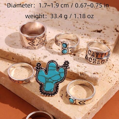 Turquoise Rings Jewelry Gold Western Boho Stackable Knuckle Thumb Ring Set Dresses Accessories Christmas Gifts in Saudi Arabia