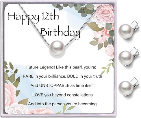 8 Year Old Girl Birthday Gifts: Pearl Necklace for Girls, Hair Clip & Birthday Cards in Saudi Arabia