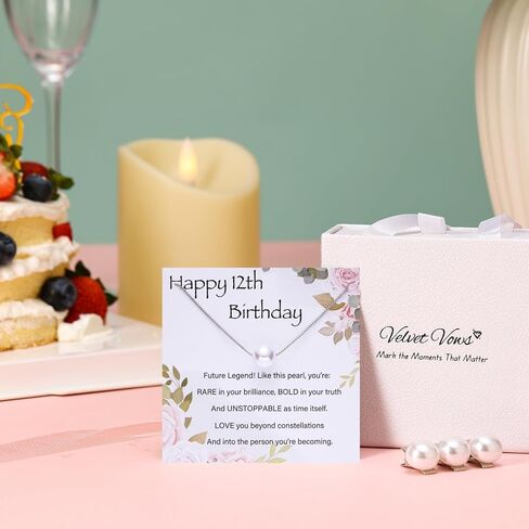 8 Year Old Girl Birthday Gifts: Pearl Necklace for Girls, Hair Clip & Birthday Cards in Saudi Arabia
