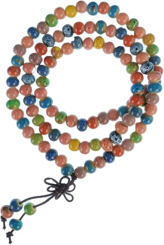 حبات صلاة مالا سوار 6 ملم سوار من السيراميك ثار يدويًا قلادة مرنة مصنوعة يدويًا للتأمل اليوغا للجنسين نساء الرجال in Kuwait