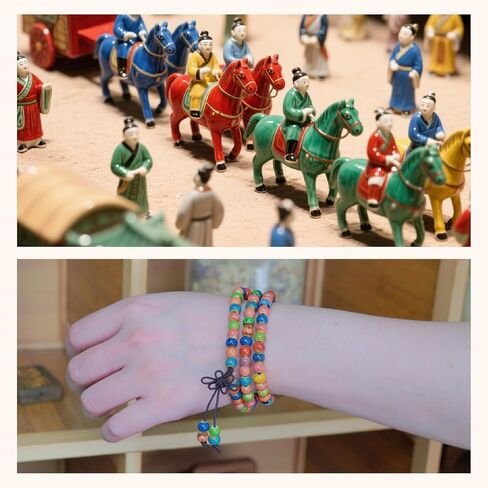 حبات صلاة مالا سوار 6 ملم سوار من السيراميك ثار يدويًا قلادة مرنة مصنوعة يدويًا للتأمل اليوغا للجنسين نساء الرجال in Kuwait