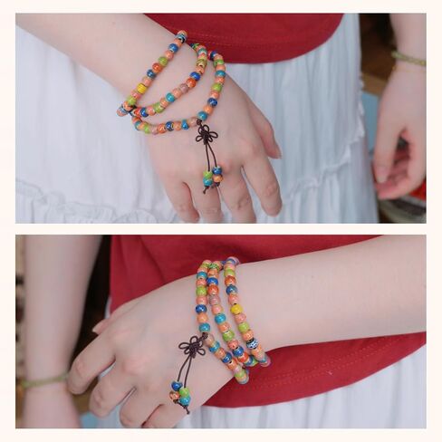 حبات صلاة مالا سوار 6 ملم سوار من السيراميك ثار يدويًا قلادة مرنة مصنوعة يدويًا للتأمل اليوغا للجنسين نساء الرجال in Kuwait