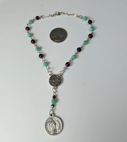 Archangel Raphael Green & Purple Car/Vehicle Rosary in Saudi Arabia
