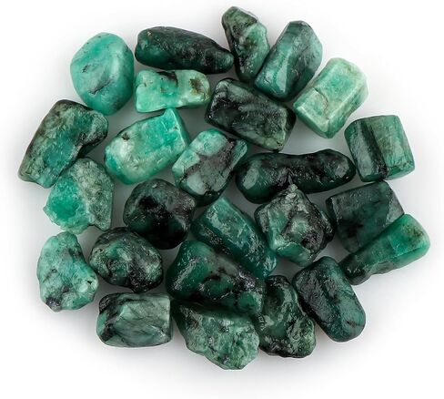 CRYSTALIS 10pcs Natural Emerald Raw Crystals, Loose Gemstone Wholesale Bulk Rough Jewelry Making Supply, Chakra Healing Raw Stones, Wire Wrapping, DIY, Tumbling, Gem Collection, (8-12mm) in Kuwait