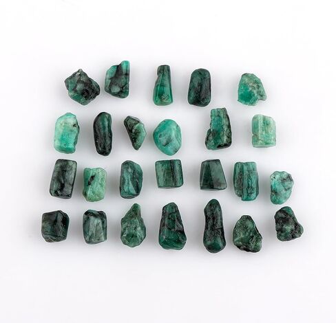 CRYSTALIS 10pcs Natural Emerald Raw Crystals, Loose Gemstone Wholesale Bulk Rough Jewelry Making Supply, Chakra Healing Raw Stones, Wire Wrapping, DIY, Tumbling, Gem Collection, (8-12mm) in Kuwait