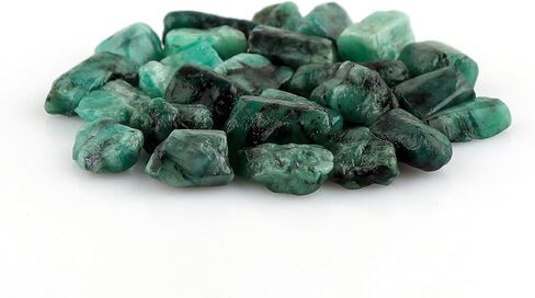 CRYSTALIS 10pcs Natural Emerald Raw Crystals, Loose Gemstone Wholesale Bulk Rough Jewelry Making Supply, Chakra Healing Raw Stones, Wire Wrapping, DIY, Tumbling, Gem Collection, (8-12mm) in Kuwait