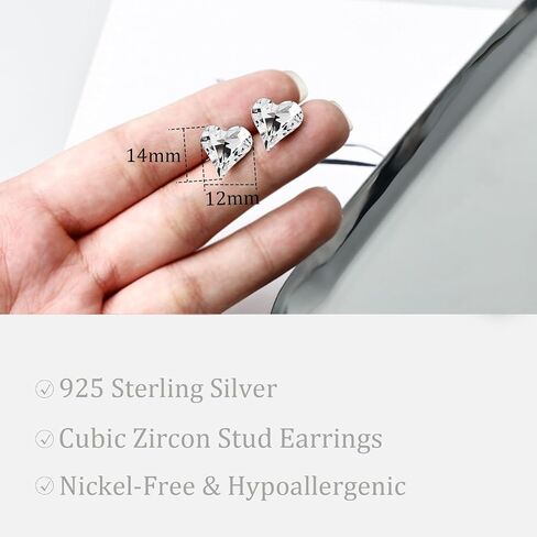 Aquamarine Heart Stud Earrings – Blue Birthstone Earrings for Women, Genuine Blue Gemstone Jewelry in Sterling Silver, Dainty Aquamarine Heart Jewelry for for Casual & Formal Wear in Saudi Arabia