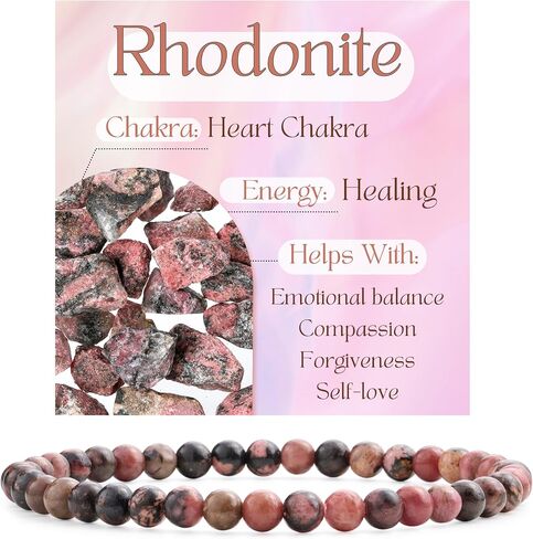 Rhodonite - شفاء - أساور 4 ملم للنساء المصنوعة يدويًا من الحجر الطبيعي الثمي in Kuwait