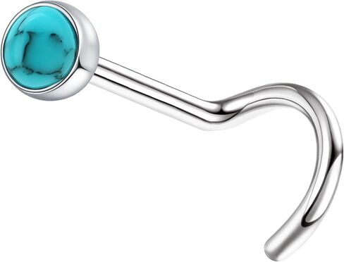 G23 Titanium أنف حلقات الأزرار 3 مم الأزرق الفيروزي الصوفيات خواتم الأنف 20g الفضة مسامير السفلية السفلية مثقوب الأنف مجوهرات للنساء الرجال in Kuwait