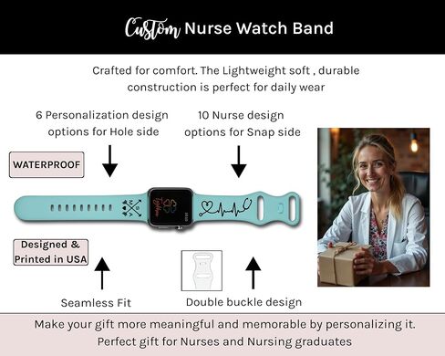 Personalized Nurse Watch Band Compatible with Apple Watch 38mm/40mm/41mm/42mm/44mm/45mm/46mm/49mm Soft Smartwatch Strap Replacement for Series Ultra/10/9/8/7/6/5/4/3/2/1/SE in Saudi Arabia