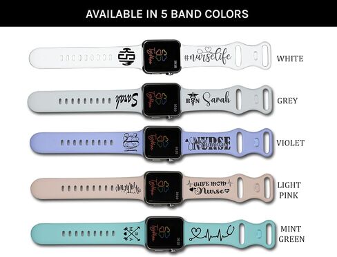 Personalized Nurse Watch Band Compatible with Apple Watch 38mm/40mm/41mm/42mm/44mm/45mm/46mm/49mm Soft Smartwatch Strap Replacement for Series Ultra/10/9/8/7/6/5/4/3/2/1/SE in Saudi Arabia