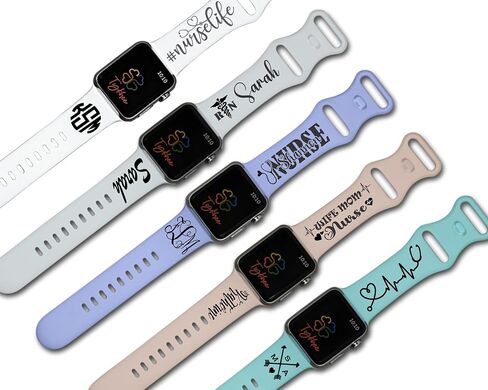 Personalized Nurse Watch Band Compatible with Apple Watch 38mm/40mm/41mm/42mm/44mm/45mm/46mm/49mm Soft Smartwatch Strap Replacement for Series Ultra/10/9/8/7/6/5/4/3/2/1/SE in Saudi Arabia