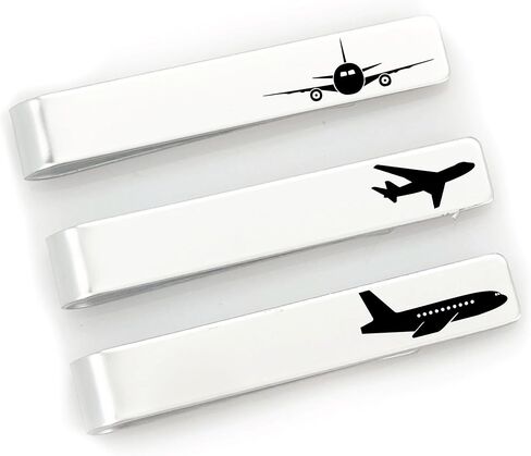 Airplane Tie Clip Set of 3 – Commercial Jet Design – Stainless Steel Silver Tie Bars for Men – Travel Gift for Pilots, Frequent Flyers, Aviation Lovers, Flight Crew, Groomsmen FBA-FLYING-3-TIE in Saudi Arabia