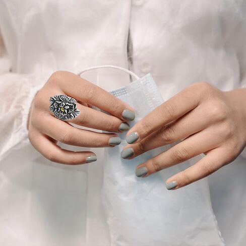 Handmade Big Resin Enamel Flower Ring,Adjustable Open Silver Wide Cocktail Party Gypsy Hippie Floral Ring for Women (A01) in Saudi Arabia