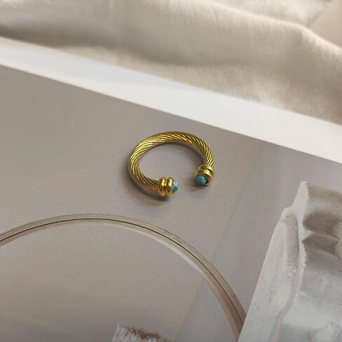 Gold Turquoise Ring, Western Rings for Women, Adjustable Rings for Vintage Jewelry, Boho Stainless Steel Ring for Men in Saudi Arabia