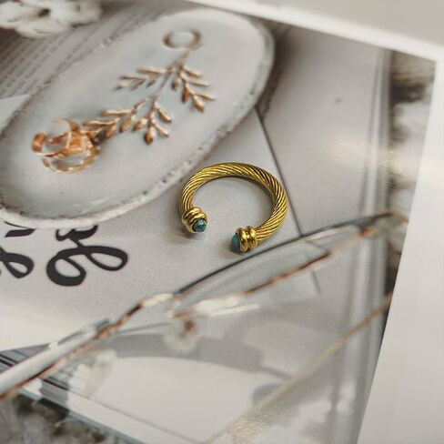 Gold Turquoise Ring, Western Rings for Women, Adjustable Rings for Vintage Jewelry, Boho Stainless Steel Ring for Men in Saudi Arabia