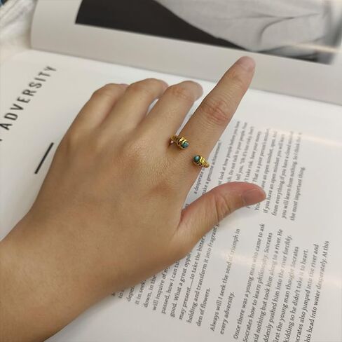 Gold Turquoise Ring, Western Rings for Women, Adjustable Rings for Vintage Jewelry, Boho Stainless Steel Ring for Men in Saudi Arabia