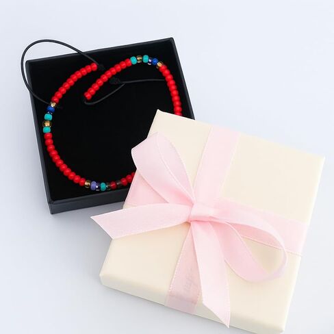 Anklets for Women, Handmade Black Beaded Adjustable Gemstone Anklet, Colorful Small Beads Hippie Foot Jewelry, Ankle Bracelet, Boho Style Waterproof Gift Set with Box & Ribbon in Kuwait