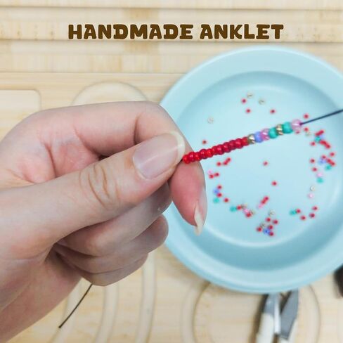 Anklets for Women, Handmade Black Beaded Adjustable Gemstone Anklet, Colorful Small Beads Hippie Foot Jewelry, Ankle Bracelet, Boho Style Waterproof Gift Set with Box & Ribbon in Kuwait