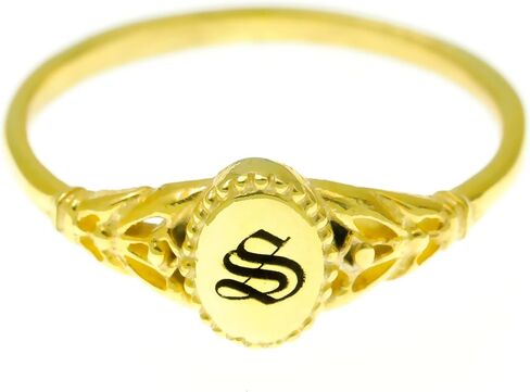 حلقة أولية مخصصة - حلقة Monogram ذات النمط الخمر - 925 Sterling Silver - 14k مملوءة بالذهب ، الذهب الوردي - هدية مجوهرات رسائل شخصية لها - خاتم Filigree المصنوع يدويًا in Saudi Arabia