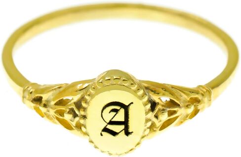 حلقة أولية مخصصة - حلقة Monogram ذات النمط الخمر - 925 Sterling Silver - 14k مملوءة بالذهب ، الذهب الوردي - هدية مجوهرات رسائل شخصية لها - خاتم Filigree المصنوع يدويًا in Saudi Arabia