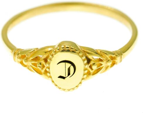حلقة أولية مخصصة - حلقة Monogram ذات النمط الخمر - 925 Sterling Silver - 14k مملوءة بالذهب ، الذهب الوردي - هدية مجوهرات رسائل شخصية لها - خاتم Filigree المصنوع يدويًا in Saudi Arabia