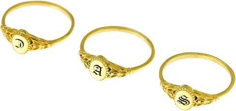 حلقة أولية مخصصة - حلقة Monogram ذات النمط الخمر - 925 Sterling Silver - 14k مملوءة بالذهب ، الذهب الوردي - هدية مجوهرات رسائل شخصية لها - خاتم Filigree المصنوع يدويًا in Saudi Arabia