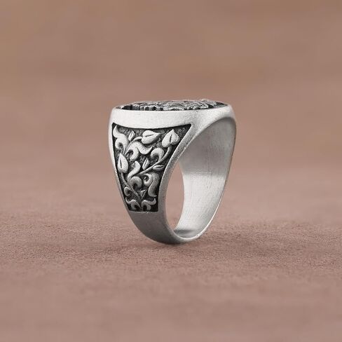 Saint George و The Dragon Signet Ring ، حلقة دينية بيضاوية ، 925 خاتم الرجال الفضي الاسترليني ، المجوهرات المسيحية المصنوعة يدويًا in Kuwait