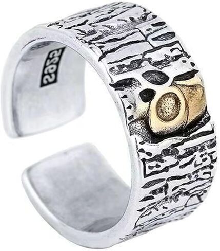 Adjustable S925 Sterling Silver Ring for Men–Vintage design, Gift for Him, Dad, Son, Boyfriend, Hand-Engraved Celtic Knot (Cyber Music) in Saudi Arabia