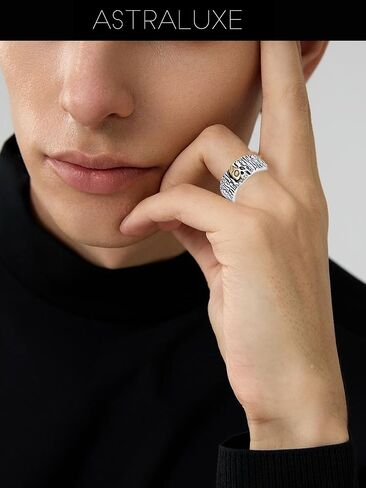Adjustable S925 Sterling Silver Ring for Men–Vintage design, Gift for Him, Dad, Son, Boyfriend, Hand-Engraved Celtic Knot (Cyber Music) in Saudi Arabia