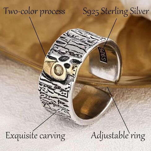Adjustable S925 Sterling Silver Ring for Men–Vintage design, Gift for Him, Dad, Son, Boyfriend, Hand-Engraved Celtic Knot (Cyber Music) in Saudi Arabia