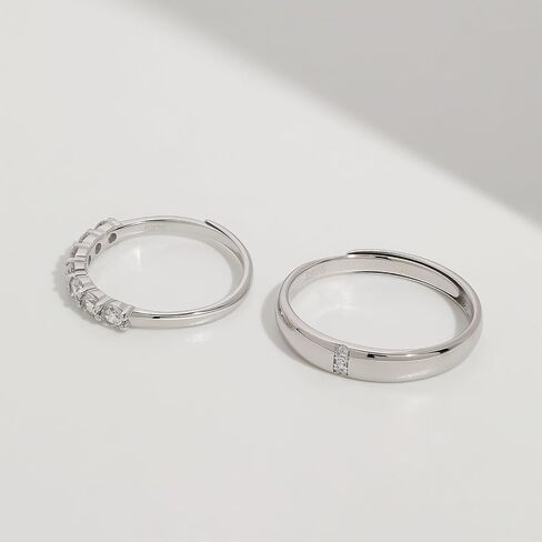 حلقات Meissa Beins Silver Silver Dainty Bands Men and Women Rings 7 Cubic Zirconia Stones Matching Ring Size (مجموعة من حلقتين) in Saudi Arabia