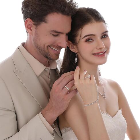 حلقات Meissa Beins Silver Silver Dainty Bands Men and Women Rings 7 Cubic Zirconia Stones Matching Ring Size (مجموعة من حلقتين) in Saudi Arabia
